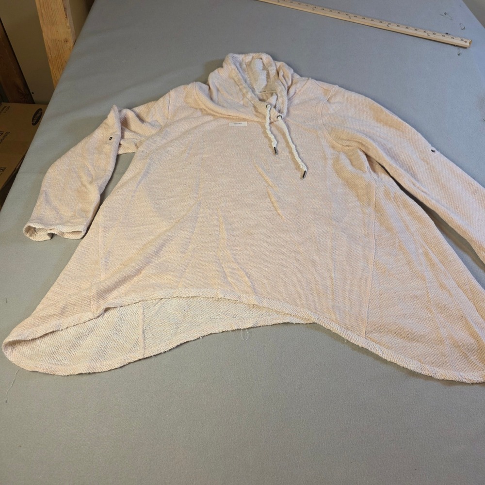 Calvin Klein Performance Cowl Neck Sharkbite Pullover Peach Marl 2X Distressed